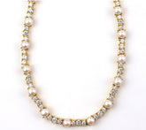 Allison Avery Sterling Silver Goldclad Magic Tennis CZ & Pearl Tennis Necklace, 16"